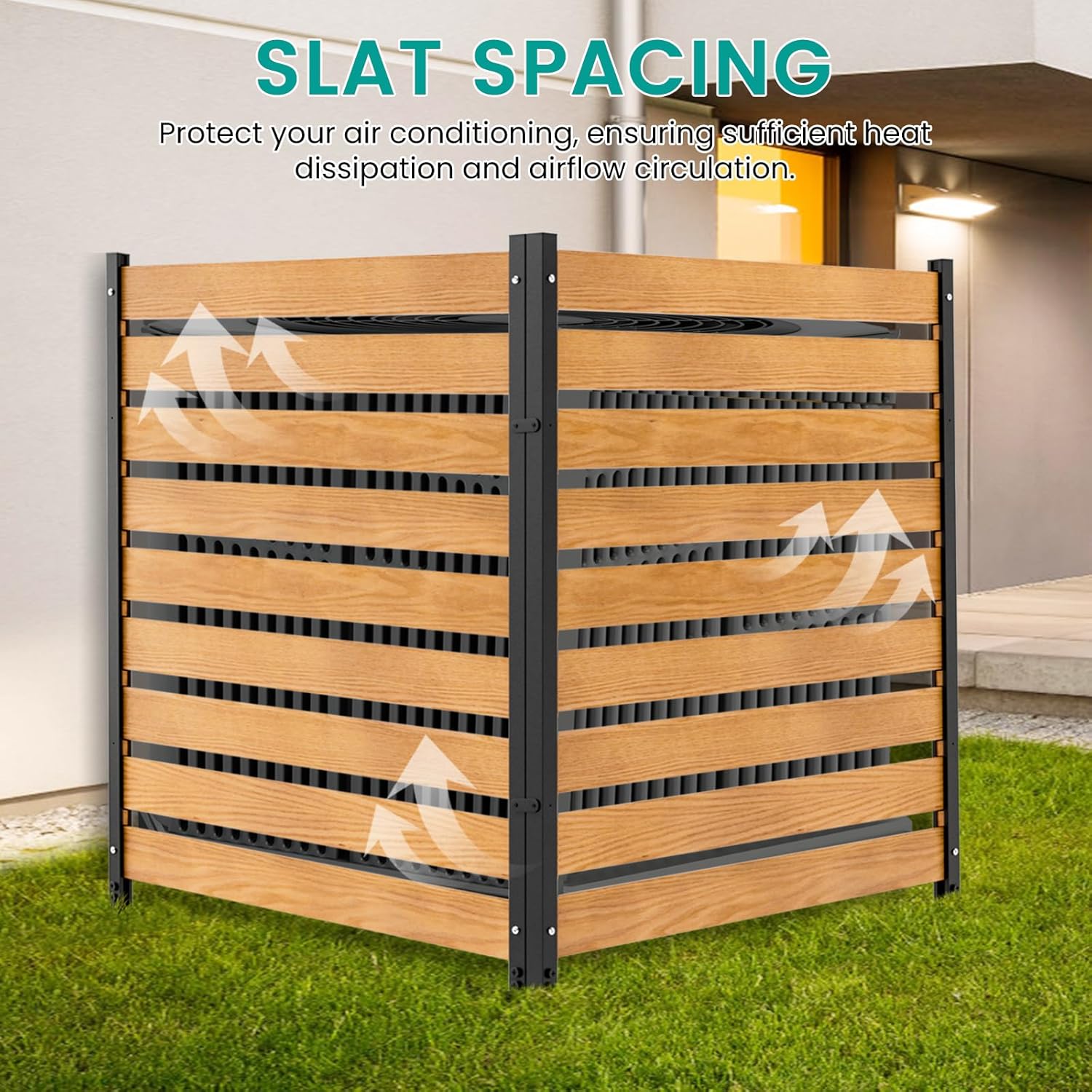 SUNYRISY Air Conditioner Fence 1 Panel, 38" W x 60" H Privacy Screens Panels for Outside with Metal Stakes, Trash Can Fence Pool Equipment Enclosure