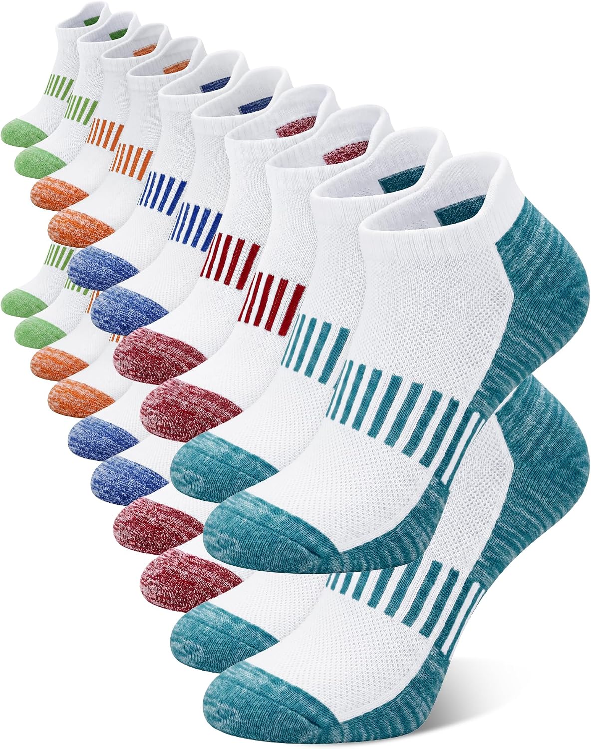 10 Pairs Mens Ankle Socks, Athletic Running Low Cut Socks