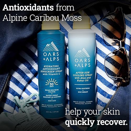 Miniatura 4 de Oars + Alps Spray refrescante After Sun, incluye aloe vera y niacinamida con un aroma a té verde, 6 onzas líquidas