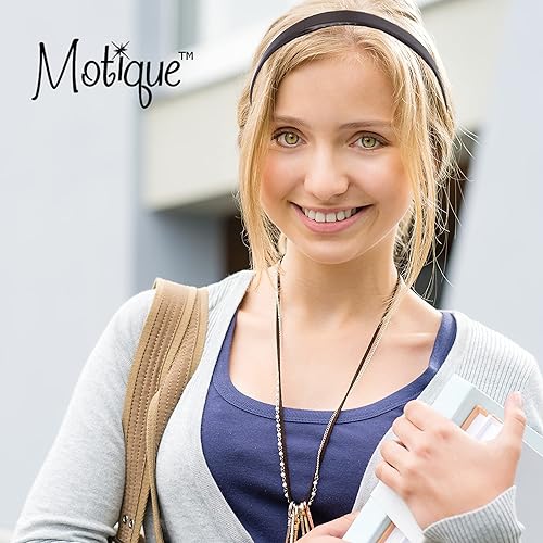 Miniatura 3 de Motique Accessories Diadema de cuero de 1 pulgada con costuras para mujeres y niñas - marrón