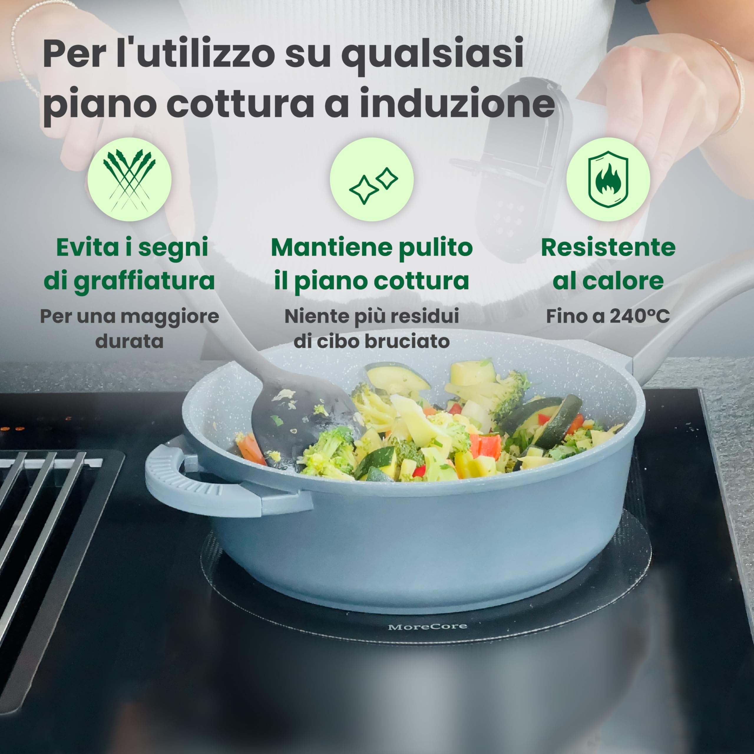 MoreCore Protezione Piano Induzione | Copri Piano Induzione | Piano Cottura Induzione | Tappetino Piano Induzione | Copri Piano Cottura | Copertura Piano Induzione | Coprifornelli | 5 Unità
