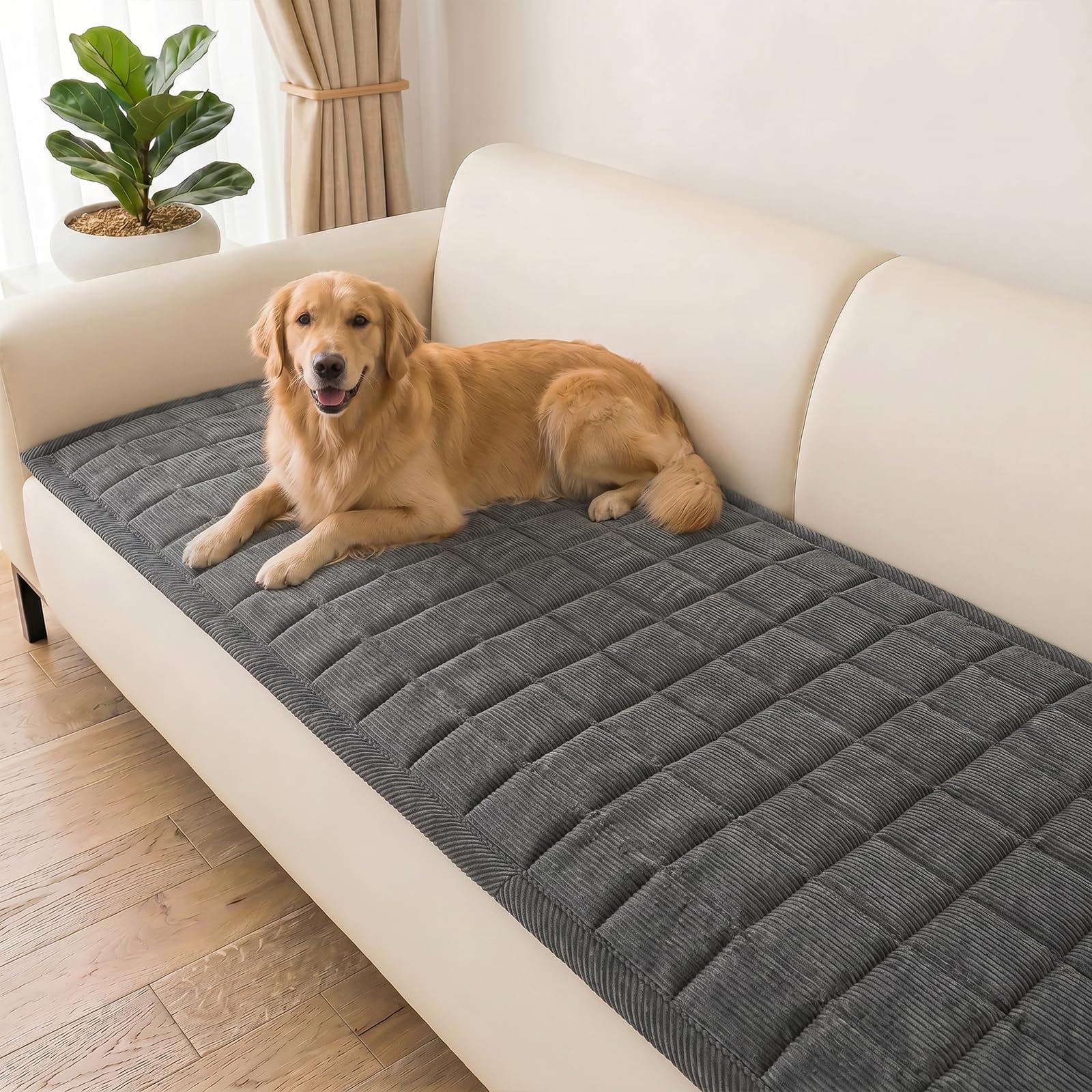 Famibay Sofa Cover Washable Soft Couch Covers 2/3/4 Seater Thick Non Slip Sofa Protectors for Pets Dogs Kids Living Room Dark Grey 70x180cm