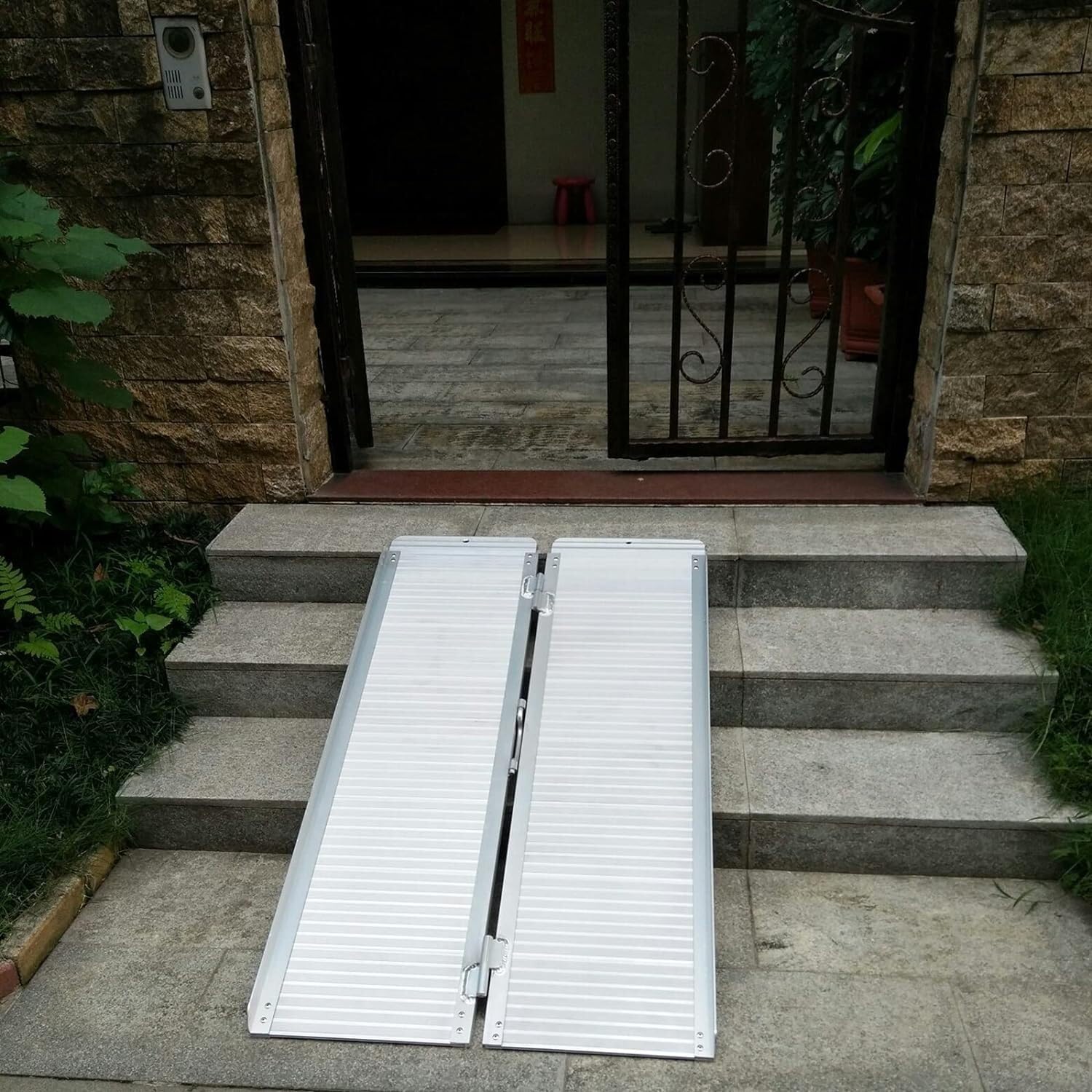 Aluminiowa rampa krawężnikowa podjazdowa 5 stóp aluminiowa rampa progowa, przenośna składana rampa progowa do wejść mieszkalnych, schodów, schodów, skuterów i rowerów