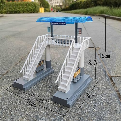 Miniatura 3 de 18 estación de ferrocarril de la simulación, modelo de construcción para la decoración micro del paisaje del paisaje del paisaje del diorama de la