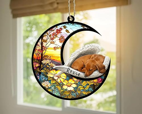 Miniatura 575 de Chow Chow Dog Memorial Suncatcher, adorno de Navidad Chow Chow con nombre, atrapador de pérdida de mascotas, regalos para los amantes de los perros