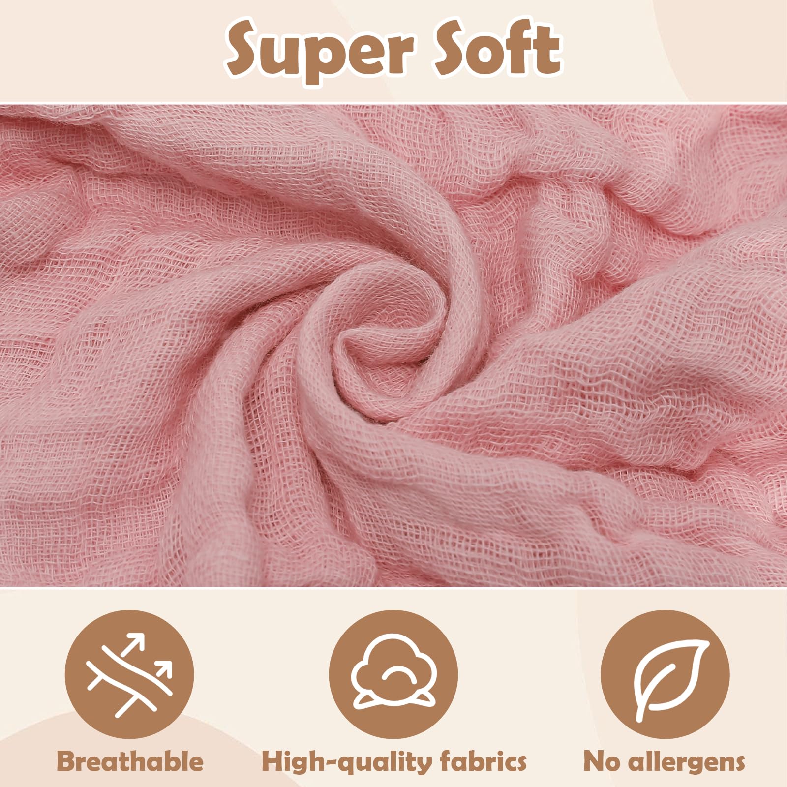 8 Pack Muslin Cloths for Baby 6 Layer Baby Muslin Cloths 25x25cm - Image 3