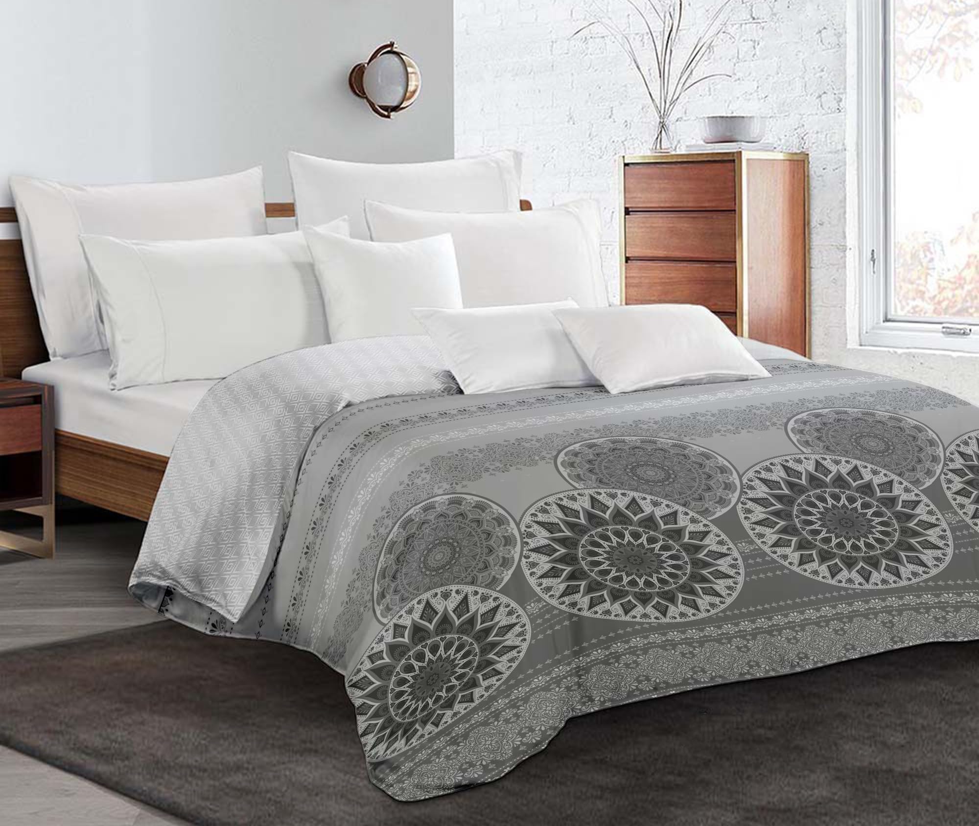 HOMEYA - Edredón Estampado con Relleno de Fibra, Edredón Cama Individual, Edredón Invierno 160 x 220cm, Tejido Suava y 100% Poliéster