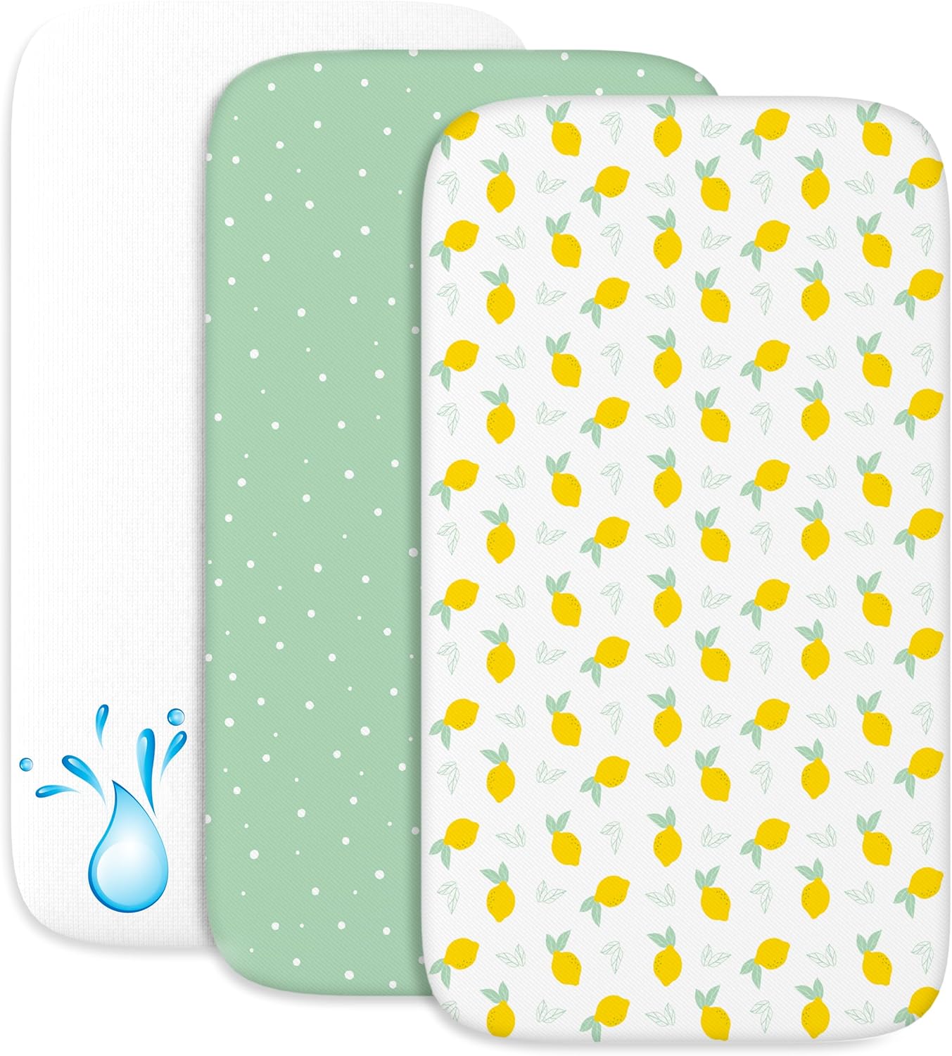 Lenzuola Next To Me 3-in-1 - Lenzuola Culla Cododo con Angoli (Set da 2) + 1 Coprimaterasso Impermeabile con Elastico - 55 x 90 cm - Per Culla Co-sleeping, Lettino - Bimbo e Bimba - Limone
