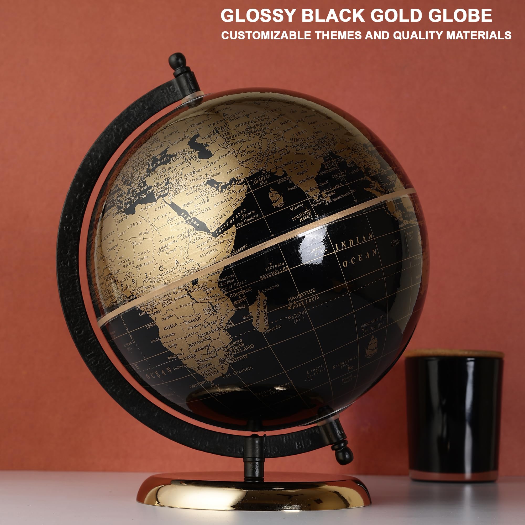 GLOBE DADDY 8 Inch Rotating World Globe with Metal Arc Base for Home Decor, Office Table, Geography Learning, Studio or Cafe Decoration, Unique Gifts, Birthday and Aniversary Gift. 2