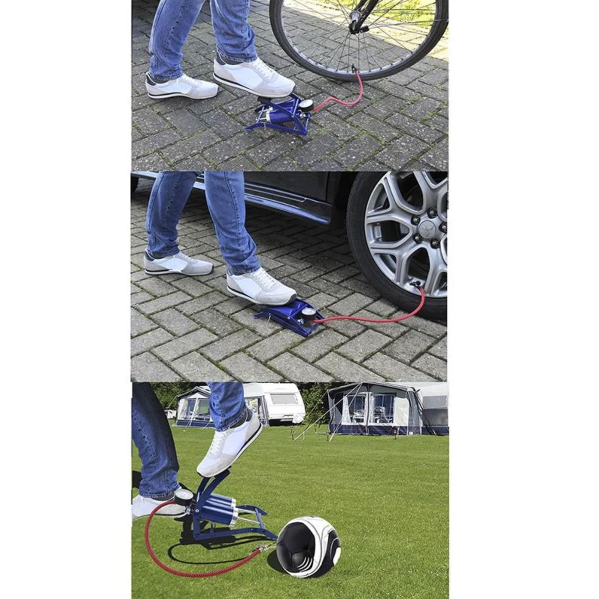 BOLTHO Pompe à Pied Vélo Double Cylindre 100PSI - Manomètre Précis Et Vannes Intelligentes Pour Vélos, Voitures, Ballons