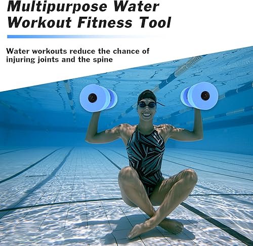 Miniatura 4 de Hikeen Mancuernas de ejercicio acuático con 4 pesas de espuma EVA de alta densidad para piscina, resistencia a la piscina, para aeróbic acuático,