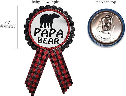 Miniatura 5 de Mama Bear & Papa Bear Baby Shower Pins Daddy to Be Pin Buffalo Plaid Género Revelación de Género, Pin rojo y negro, Baby Sprinkle, Cartulina cinta