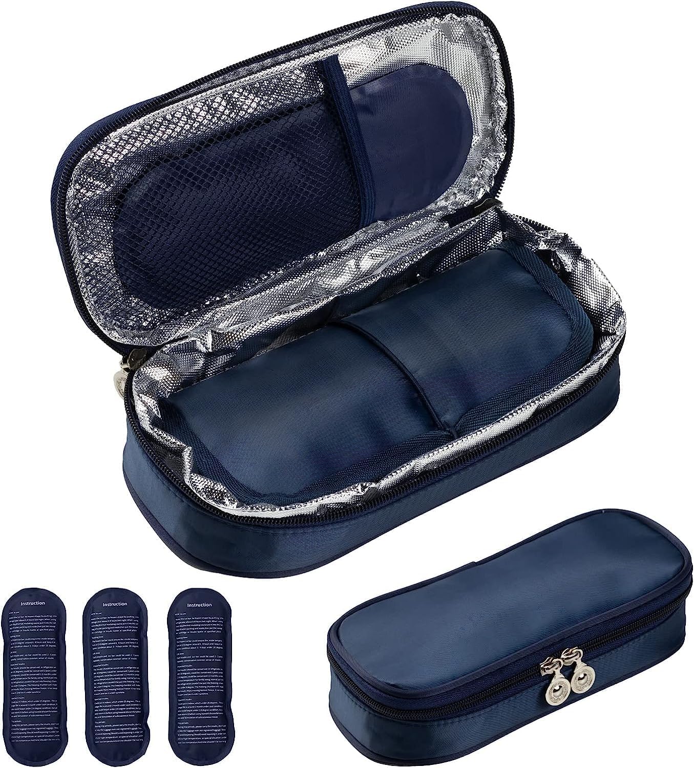 Sinocare Insulin Travel Cooler Bag with 3 Ice Packs