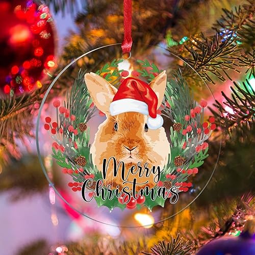 Corona de Navidad adornos de Navidad de conejo de animales para niños decoraciones de árbol de Navidad feliz Navidad conejito de granja adornos