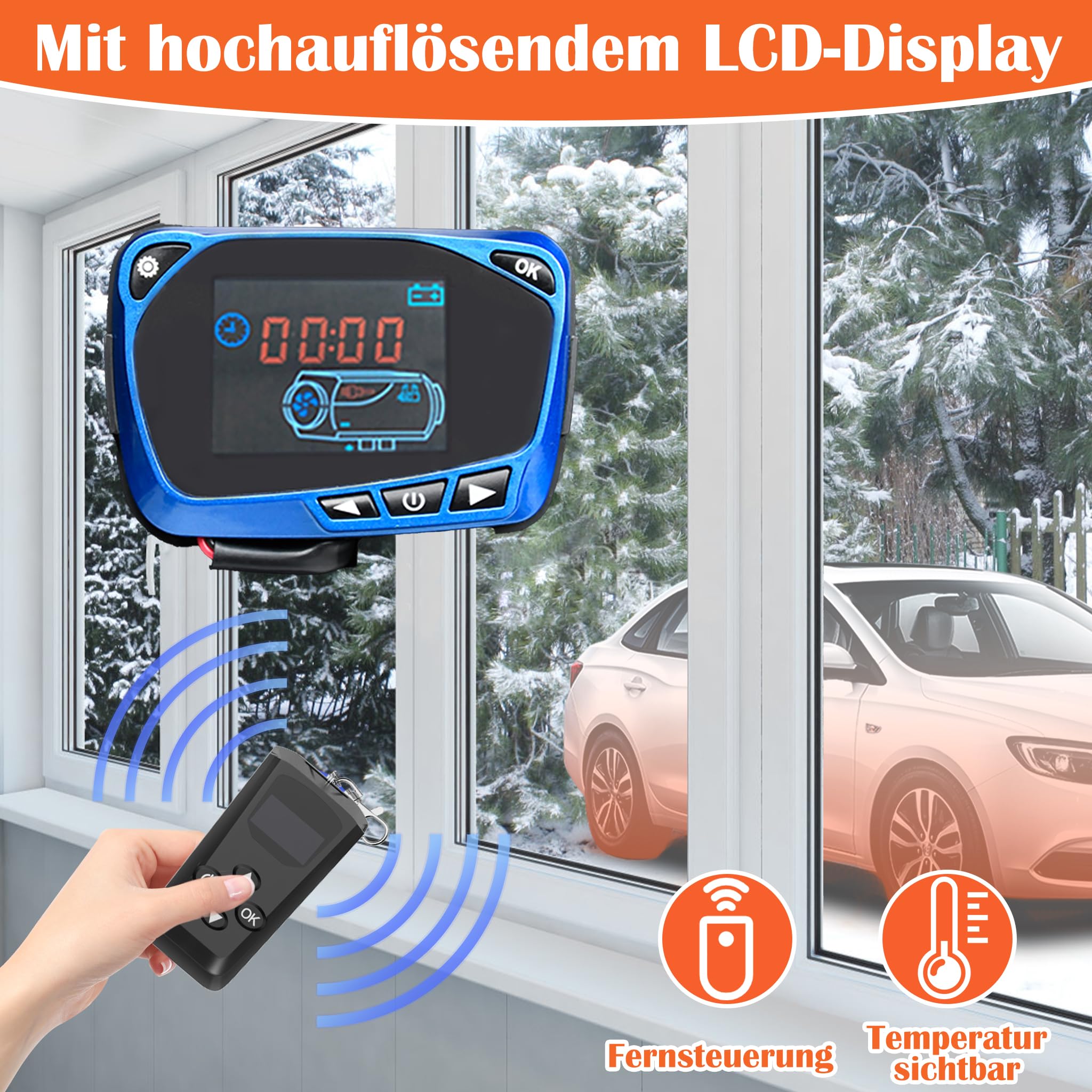 NAIZY Chauffage Diesel 12 V 8 KW Chauffage de Stationnement Diesel avec écran LCD et Télécommande et Interrupteur de Poignée Air Diesel Heater pour Voiture Camion RV Bus (Type A, Noir)