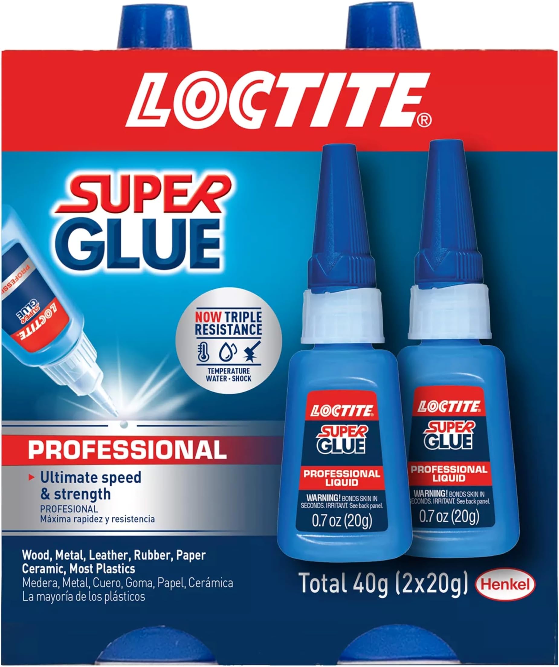 Super Glue Liquid Professional, Clear Superglue for Plastic, Wood, Metal, Crafts, & Repair, Cyanoacrylate Adhesive Instant Glue, Quick Dry - 0.7 fl oz Bottle, Pack of 2