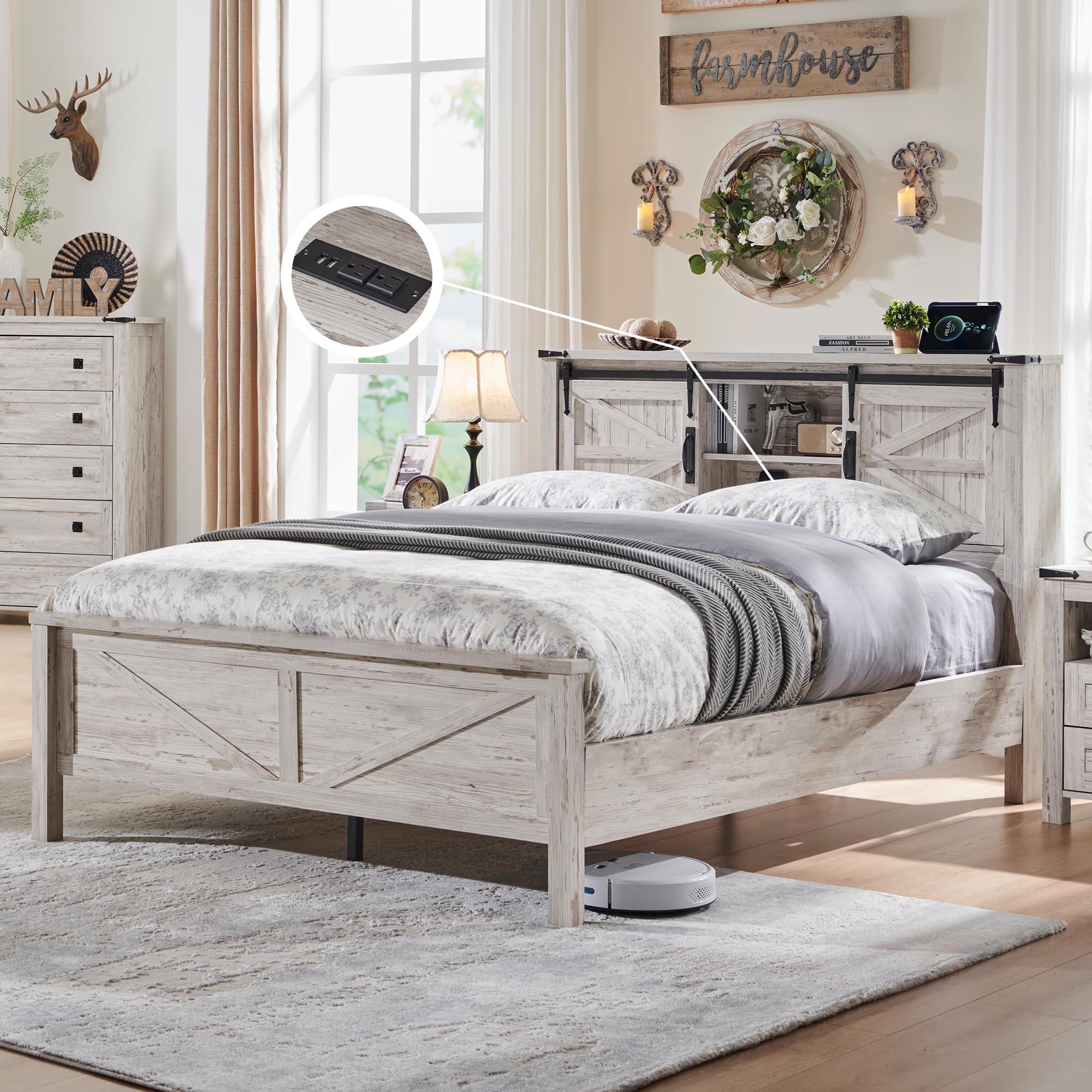 White Rustic Wood Beds