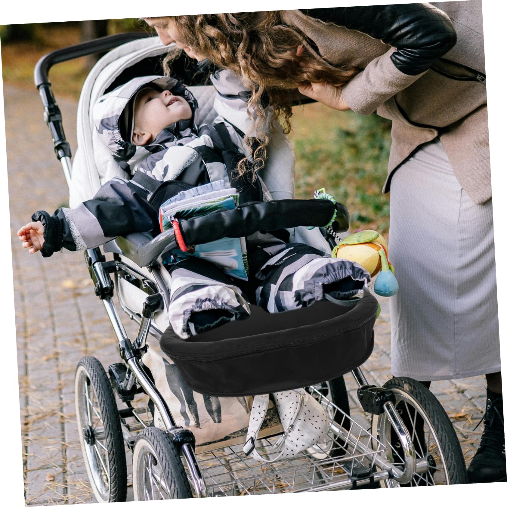 Vaguelly Extension Repose-Pieds Accoudoir de Sécurité et Installation Facile en Tissu Noir pour Poussette Bébé pour Poussette de Jogging