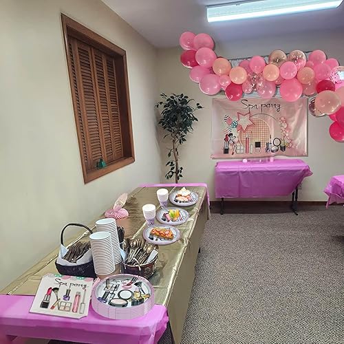 Miniatura 5 de 122 piezas de decoraciones de fiesta de spa, platos de fiesta de spa, servilletas, tazas, tenedores, mantel, kit de vajilla para niñas, maquillaje,