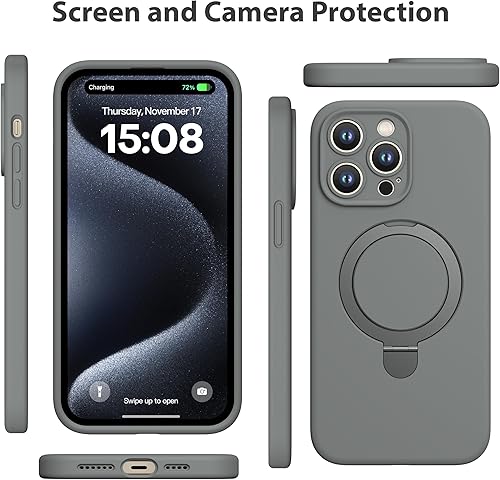 Miniatura 7 de CellEver Funda de silicona magnética compatible con iPhone 14 Pro Max protección de cámara protección de grado militar compatible con MagSafe funda