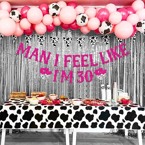 Miniatura 3 de Decoraciones de 30 cumpleaños del oeste, pancarta de "Man I Feel Like I'm 30", suministros para fiesta de cumpleaños número 30