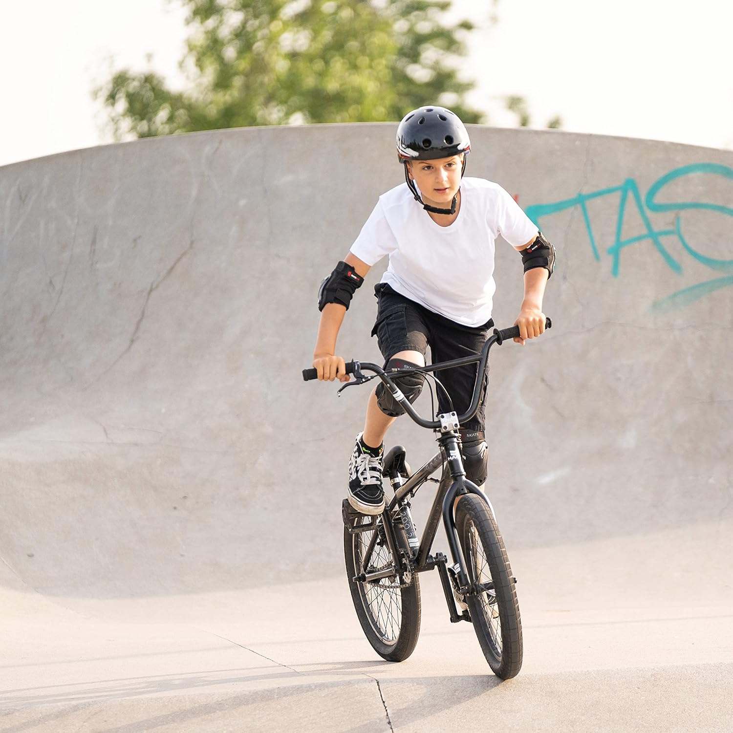 SKATEWIZ Skate Pads - Knee and Elbow Pads & Wrist Guards for Roller Skating [6pc] Climate Neutral Skating Protective Gear Adult and Kids - Roller Skate Pads : Sports & Outdoors