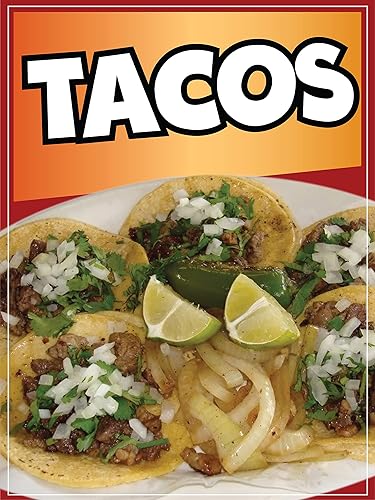 Calcomanía para ventana de tacos, camión de comida mexicano, concesión, vinilo para restaurante (48 x 36 pulgadas)