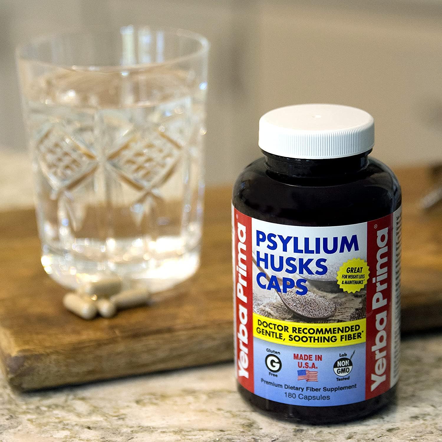 Yerba Prima Psyllium Husks Caps - 180 caps (Pack of 2) : Health & Household