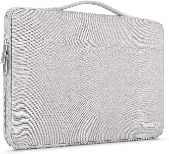 MOCA 360 Protective Laptop Sleeve Compatible with MacBook Pro 16 inch, 15 15.4 15.6 inch Dell HP Asus Acer Samsung Sony Chromebook, Polyester Bag with Trolley Belt (Grey, 16 Inch)