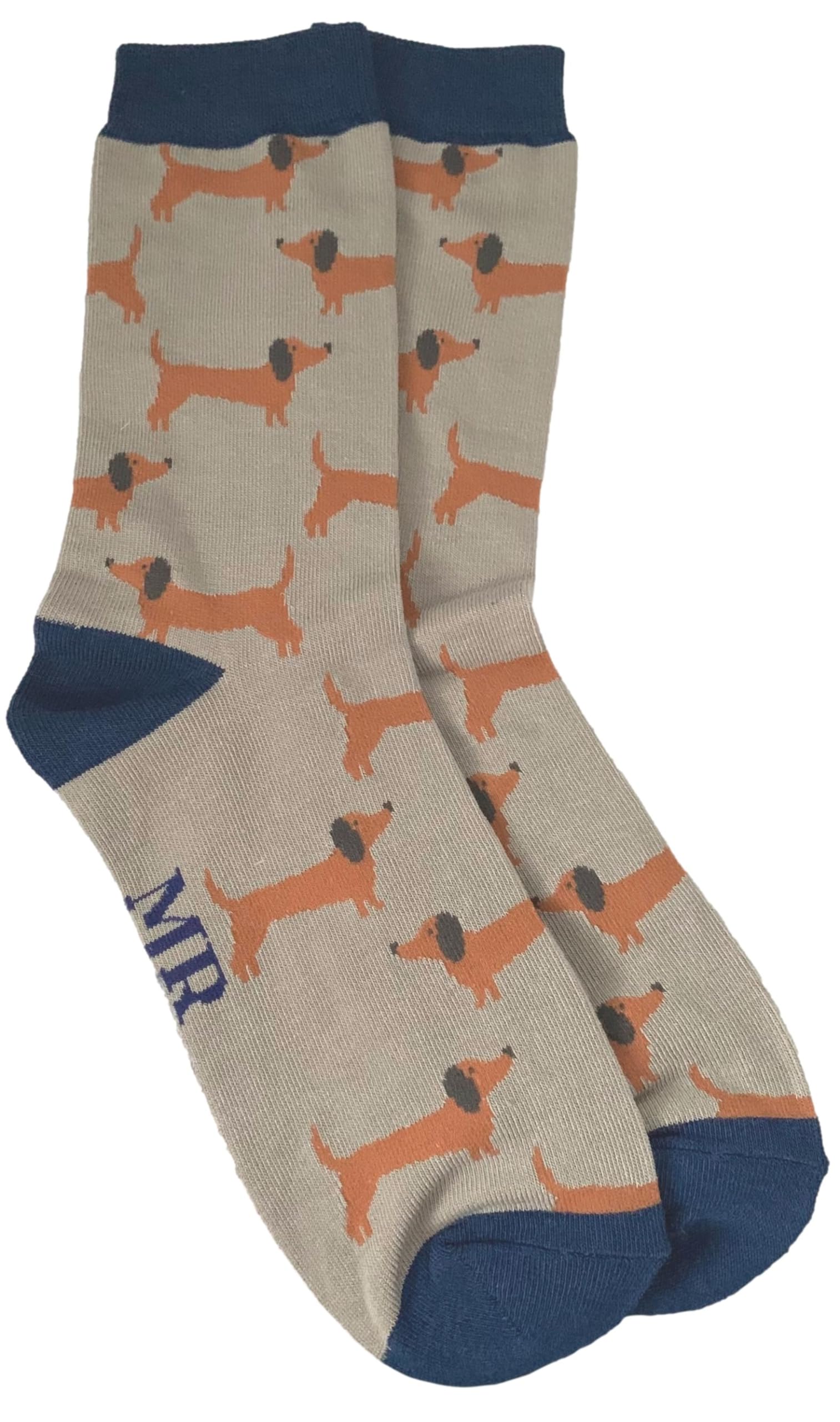 Purple Possum Men's Grey Purple Possum® Socks Novelty Dachshund Dogs Blue Fun Bamboo Cotton Blend Uk Sausage Dog Shoe Size 7-11 Gift Idea (Grey)