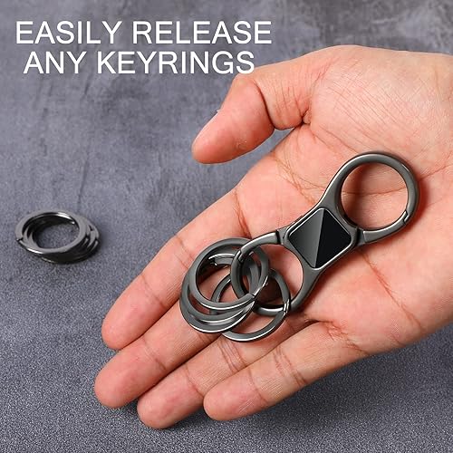 Miniatura 3 de DAYGOS Llavero Llavero de liberación rápida con 8 llaveros Organizador de llaveros de coche resistente