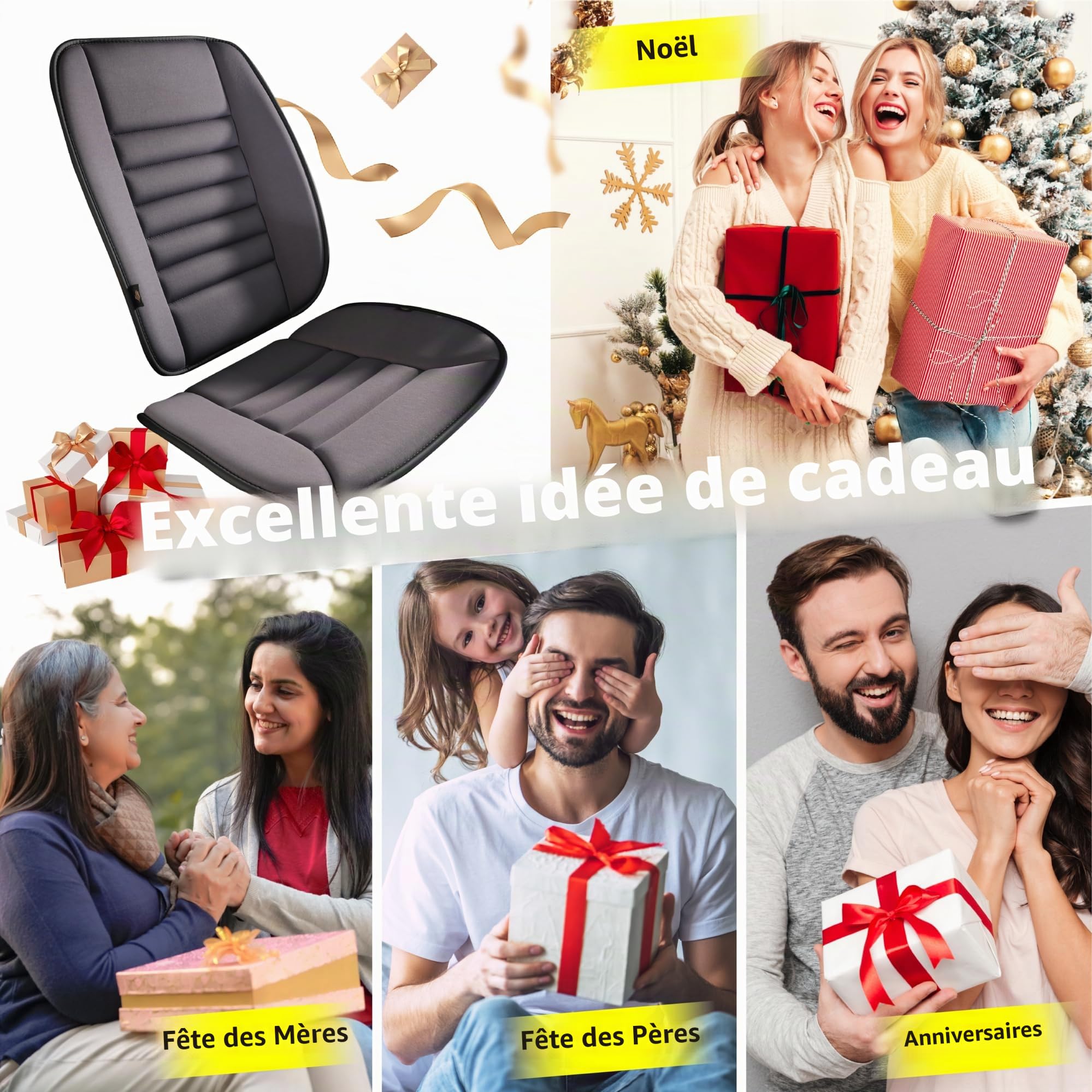 kingphenix Coussin de siège de voiture avec coussin de soutien dorsal : Design en mousse à mémoire de forme pour un confort amélioré, idéal pour les conducteurs et l'utilisation au bureau - Confort