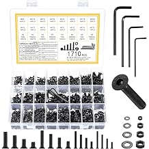 1710 Pcs Countersunk Bolts and Nuts Set, M2 M3 M4 M5 Screws Set, Machine Screws Nuts and Bolts Assortment, Assorted Flat Head Hex Socket Head Cap Bolt and Nut and Washers Kit, with WrenchBlack