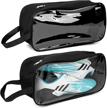 Linkidea 2 Pack Soccer Shoe Carrying Bag, Soccer Cleats Storage Bag, Fit Up to US Men Size 13 Soccer Shoes, Compact Soccer Boots Duffle Bag with Water Resistant Design Black