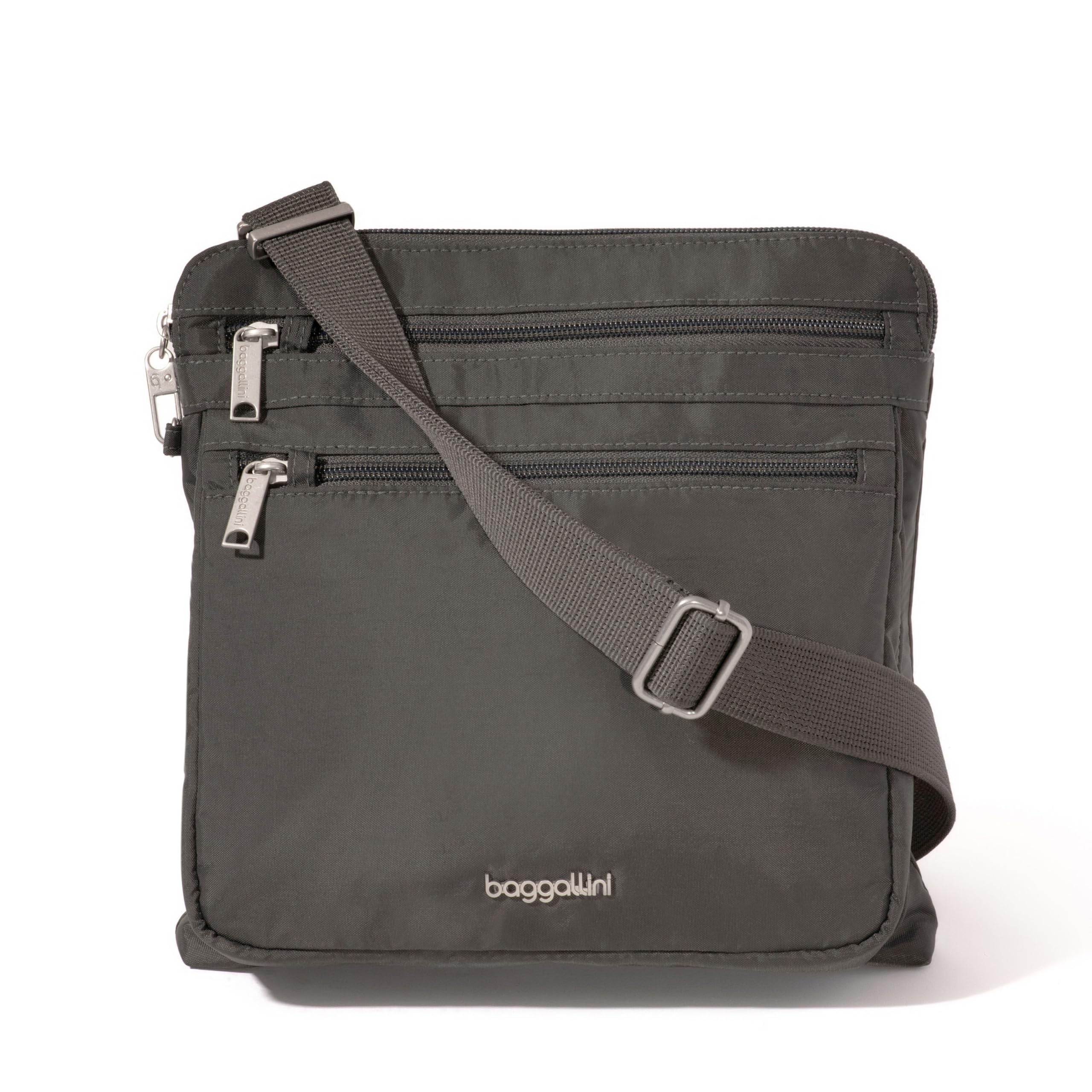 Baggallini Women's Securtex Anti-Theft Large Crossbody, Charcoal, w x 10" h