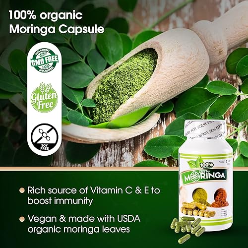 Miniatura 4 de Moringa Oleifera - Suplemento cápsula | 100 cápsulas – 500 mg hecho con hojas de moringa oleifera raíces, semillas y polvos de hojas | Sin OMG y sin