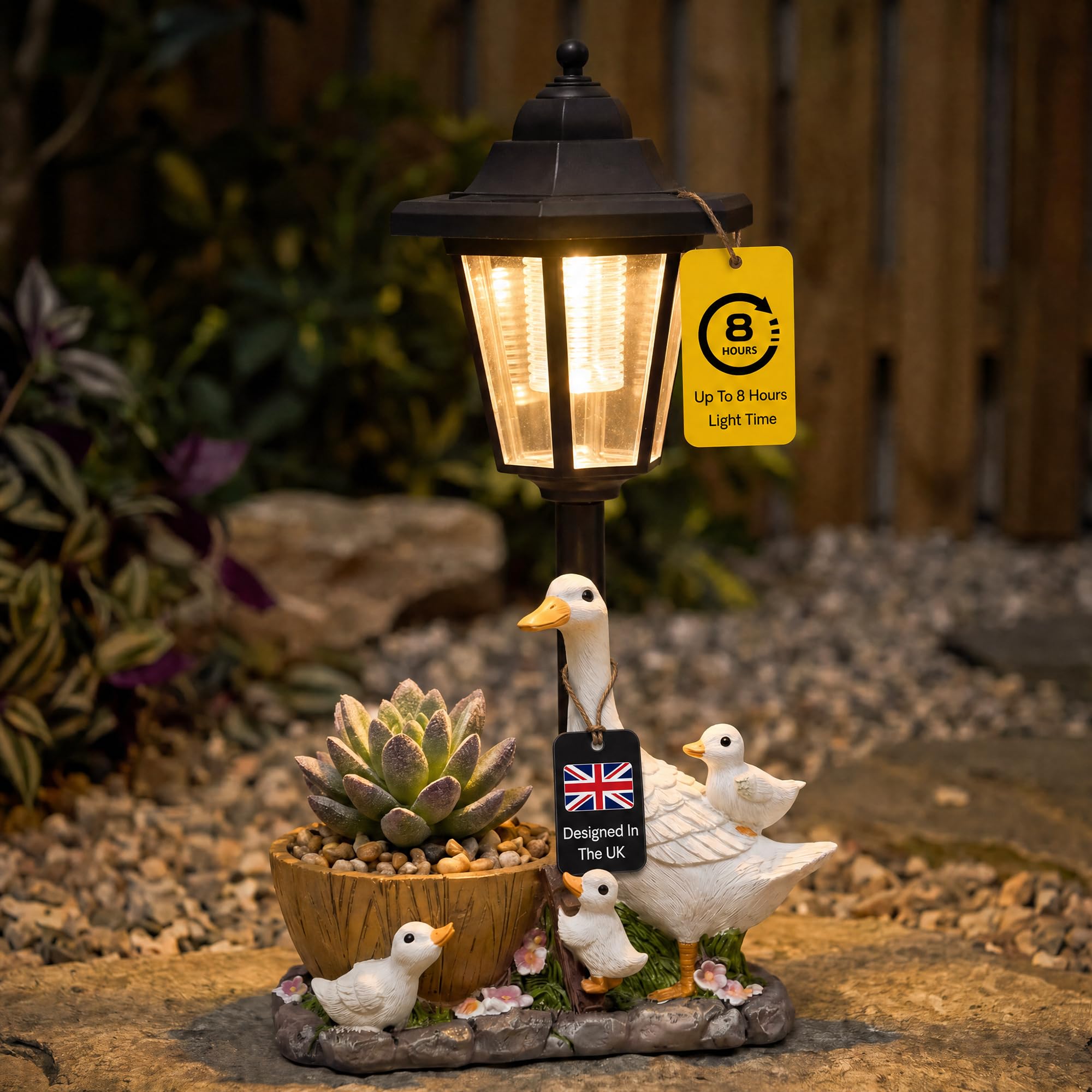 Duck Statue Solar Lantern, Garden Ornaments Outdoor, 17cm, Garden Decor