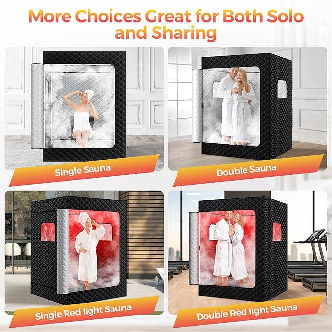 Sauna portátil infrarroja KASUE para 2 personas, 71x36x49 pulgadas, negro miniatura 5