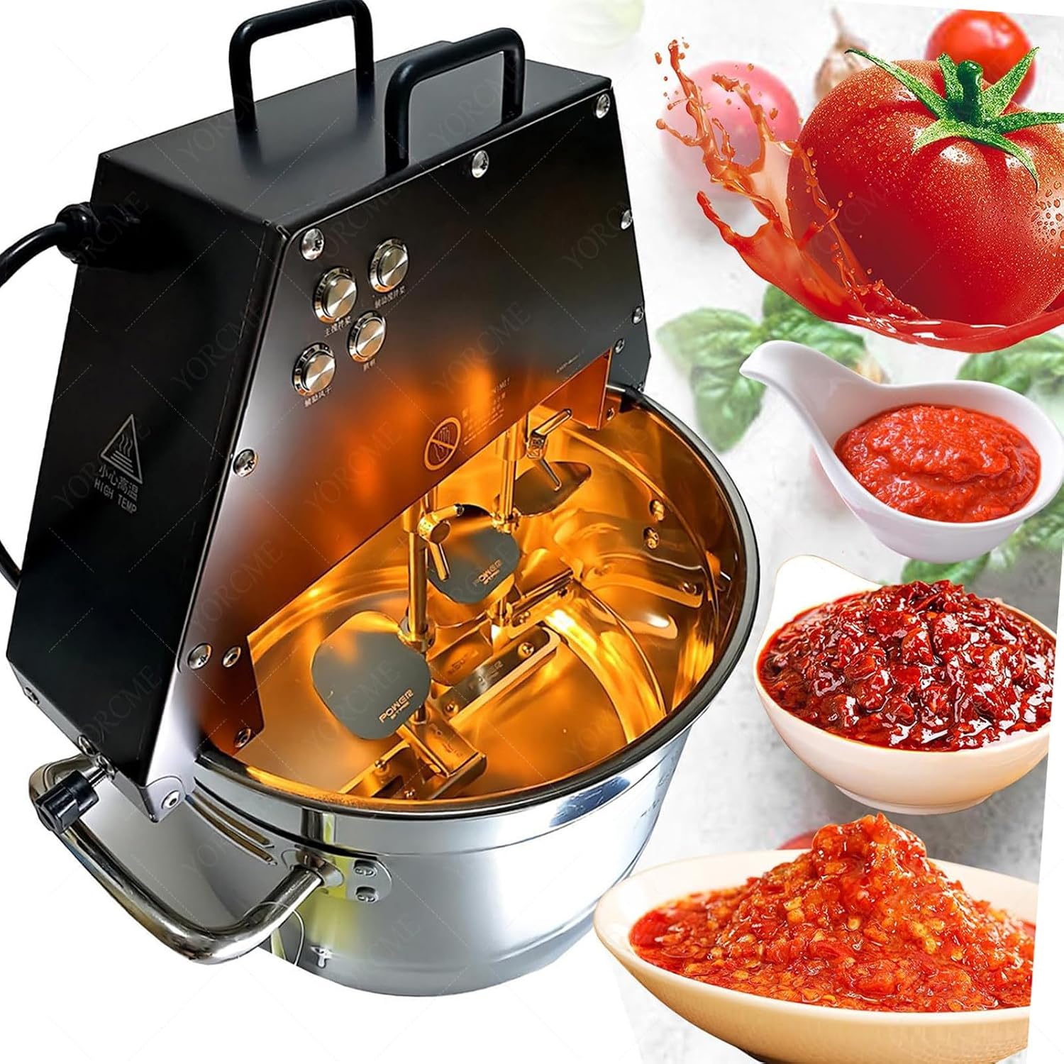 10L Commercial Food Mixer 50W, Electric Stand Mixer with Stainless Steel Pot, Automatic Stirring,24 hour continuous work for Making jam, chili sauce, milk, pumpkin stuffing, fried rice/flour 110V