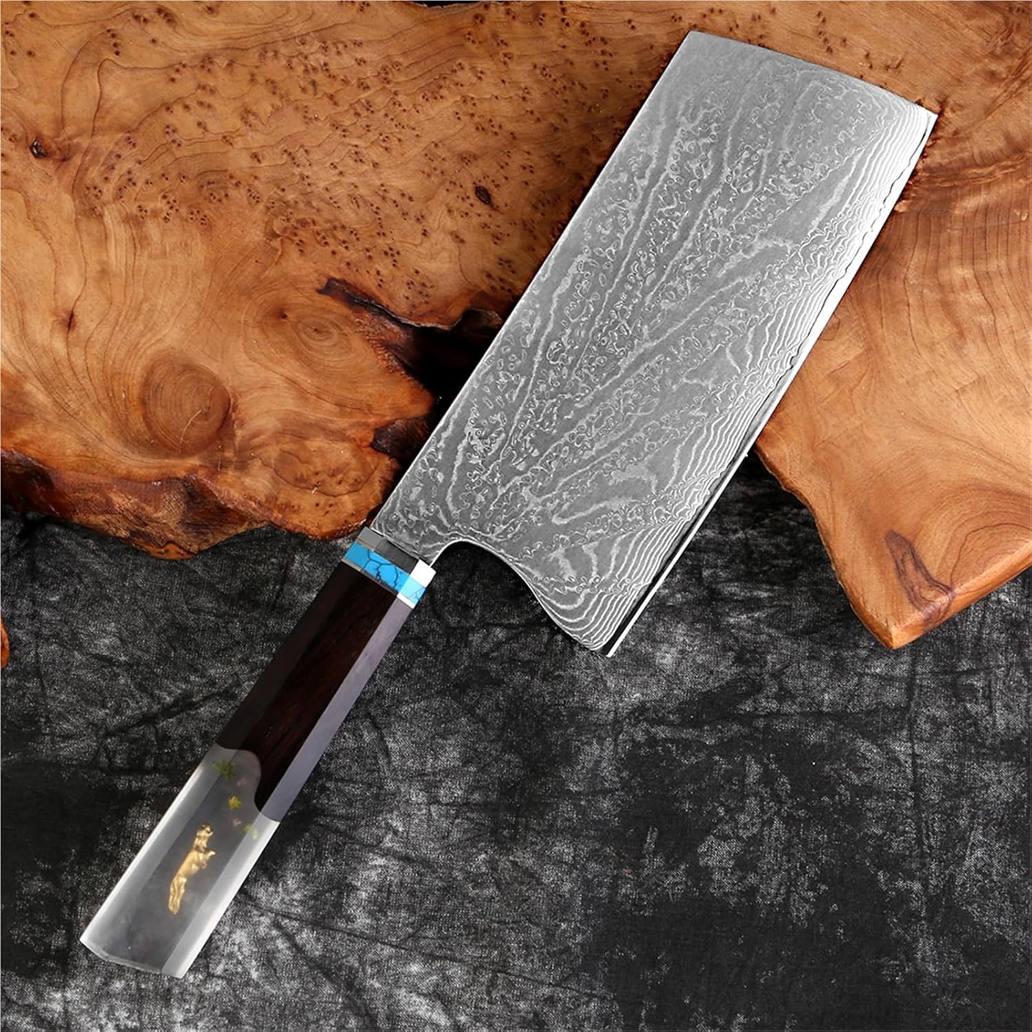 Damascus Cleaver Knife 7 inch,Butcher Knives for Meat Cutting,Kitchen Knives for Chopper Vegetables,Hand Forged Chooping Knives