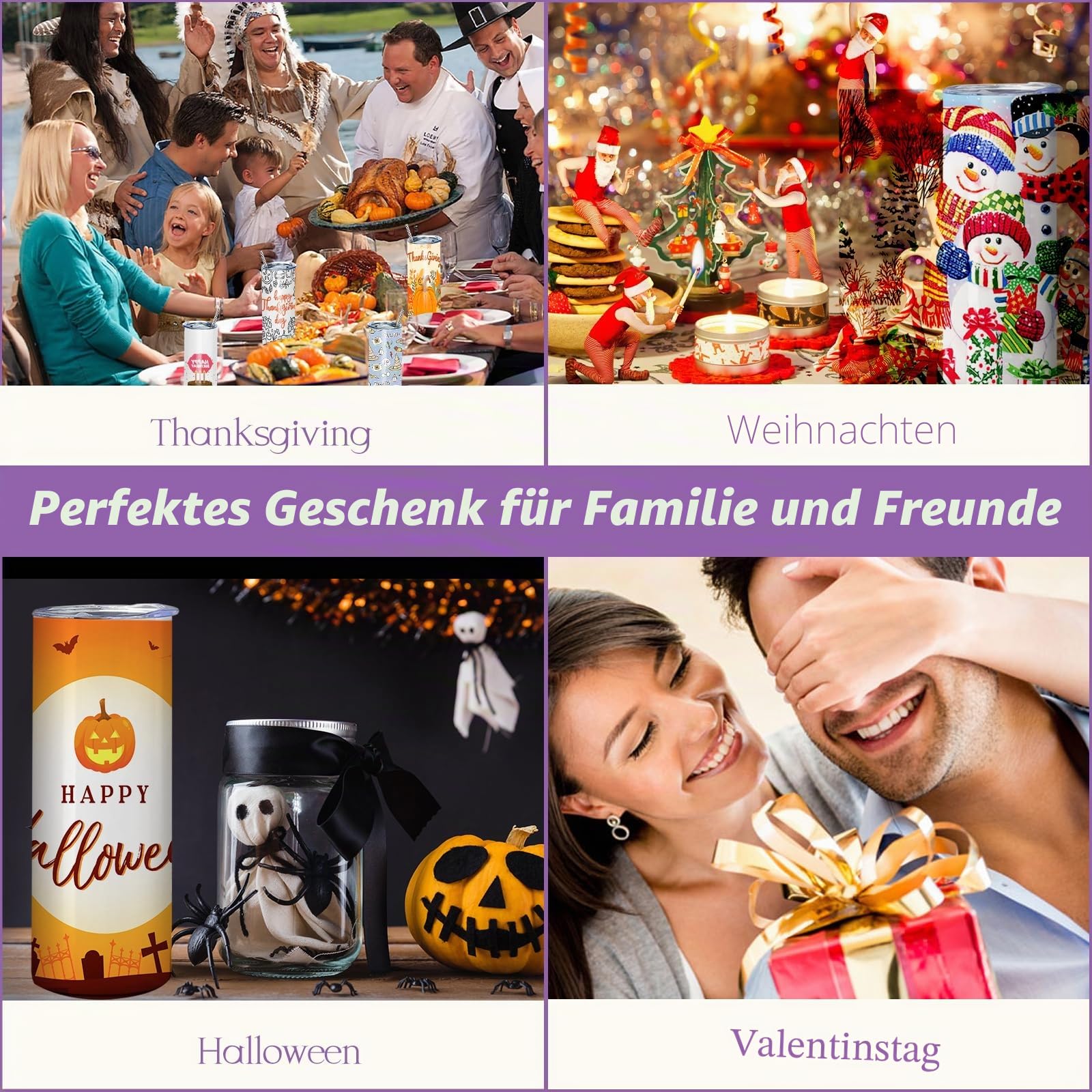 24 Stück Sublimation Rohlinge 20 oz Trinkhalm für Tassen, White Straight Bulk Edelstahl Tumbler, Sublimationsbecher für Wärmeübertragung, mit Deckel und Stroh, Schrumpffolie, einzeln verpackt