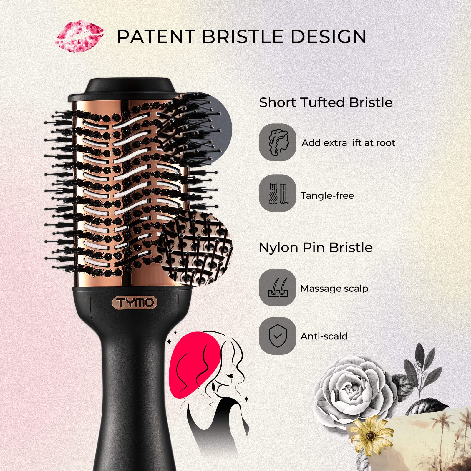 Hair Dryer Brush TYMO Ionic Blow Dryer Brush & Volumizer