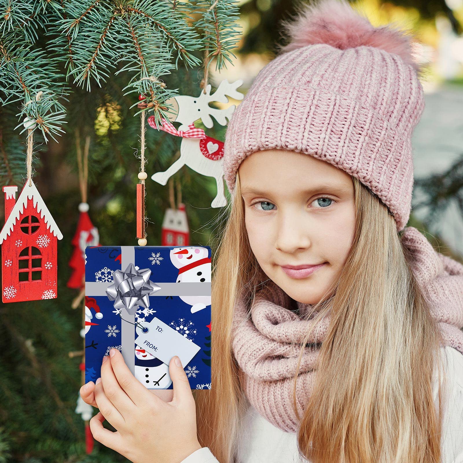Spiareal 24-teiliges Weihnachts-Geschenkkarten-Boxen-Set mit Schleife und Etiketten, Geldhalter-Boxen, blauer Urlaubs-Geschenkkartenhalter für Weihnachtsfeier, Mini-Gastgeschenke,