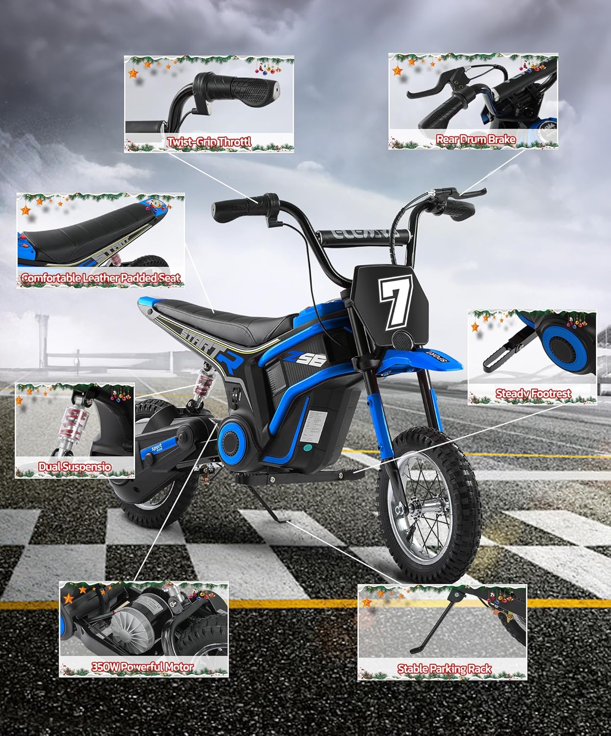 Close-up of the rear drum brake mechanism on the ELEMARA Electric Dirt Bike