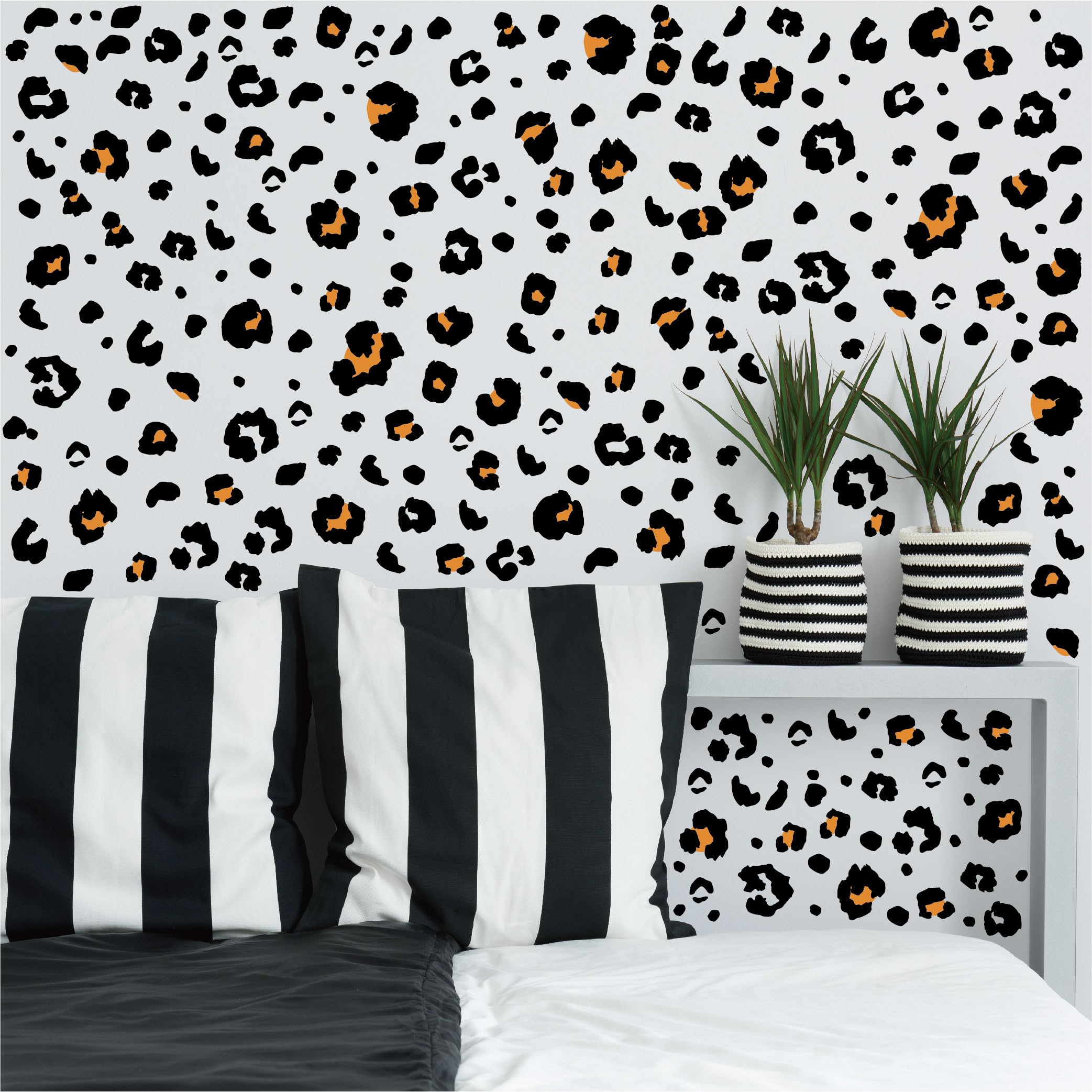 White Yellow Leopard Print Wall Stickers 10 Sheets Aesthetic Decor Brown Wallpaper for Decoration DIY Living Room,Bedroom,Glass Doors Windows,Kitchen,Bathroom,Art Design Wall Decals for Adults