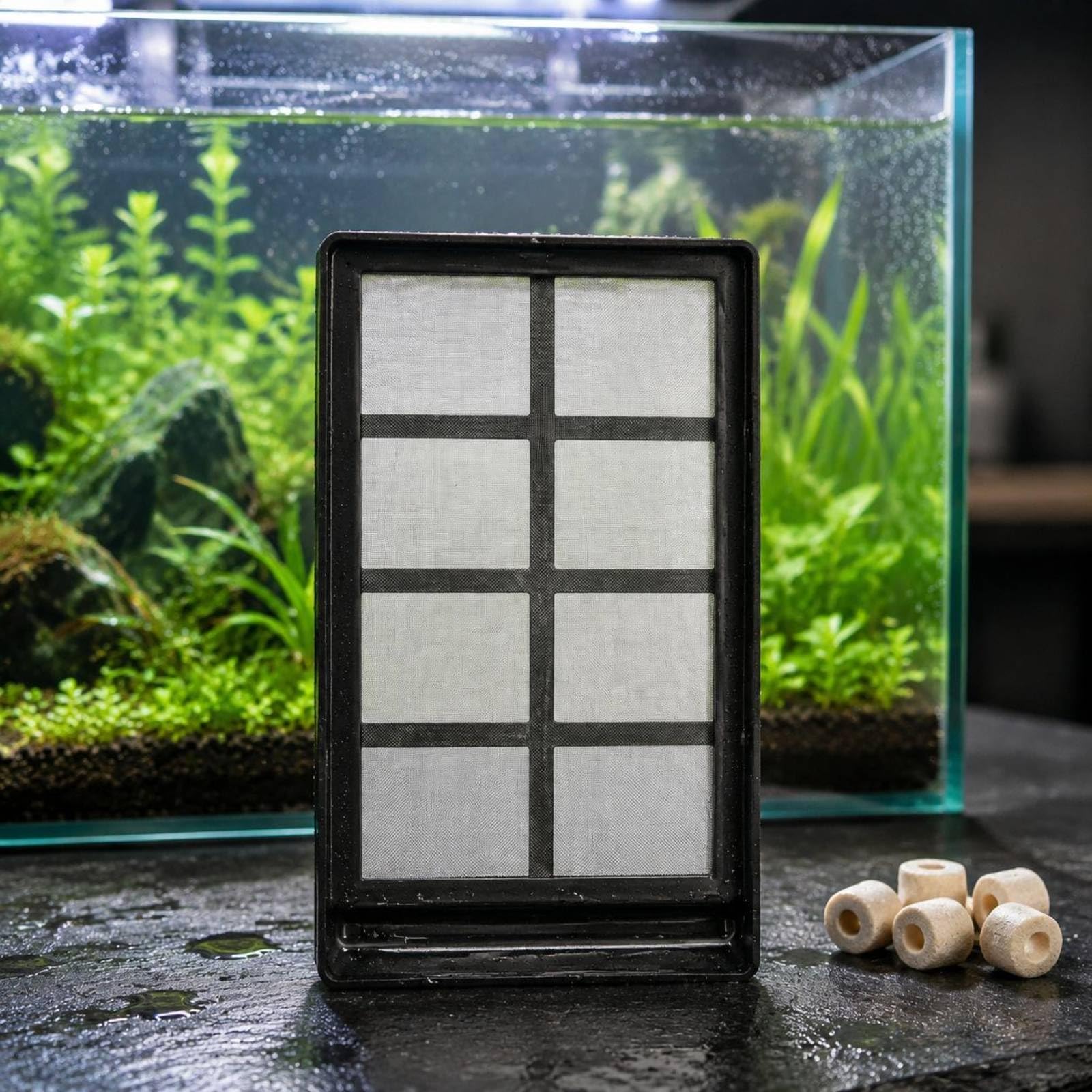 Aquarium Filtersieb Box Filtersieb Siebkorb Vorfilter Präzise Stufensiebung für Klaren Durchfluss Und Saubere Trennung, Doppelschicht, S-Größe, 80 Mesh + 150 Mesh, 2 Sets