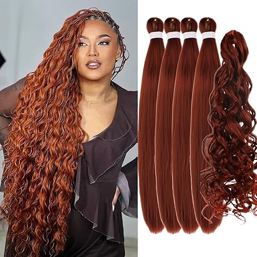 Ginger Braiding Hair Pre stretched Boho Hair for Braiding Boho