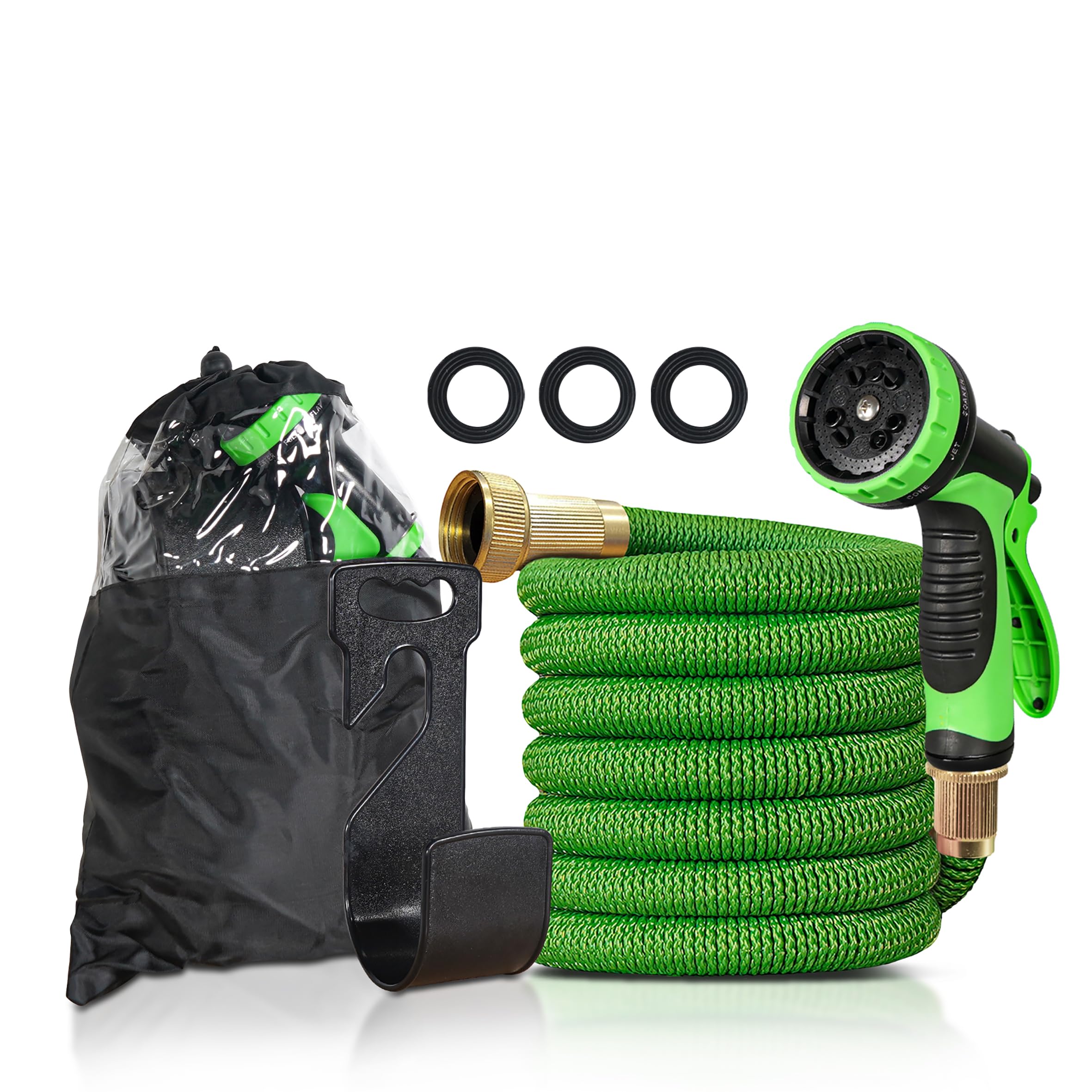 Bestfor Extra Flexible Expandable Garden Hose Pipe with 7 Function Spray Nozzle and Tap Adaptor for Watering, Irrigation, Car Cleaning. Compact Fold Away Size 15m