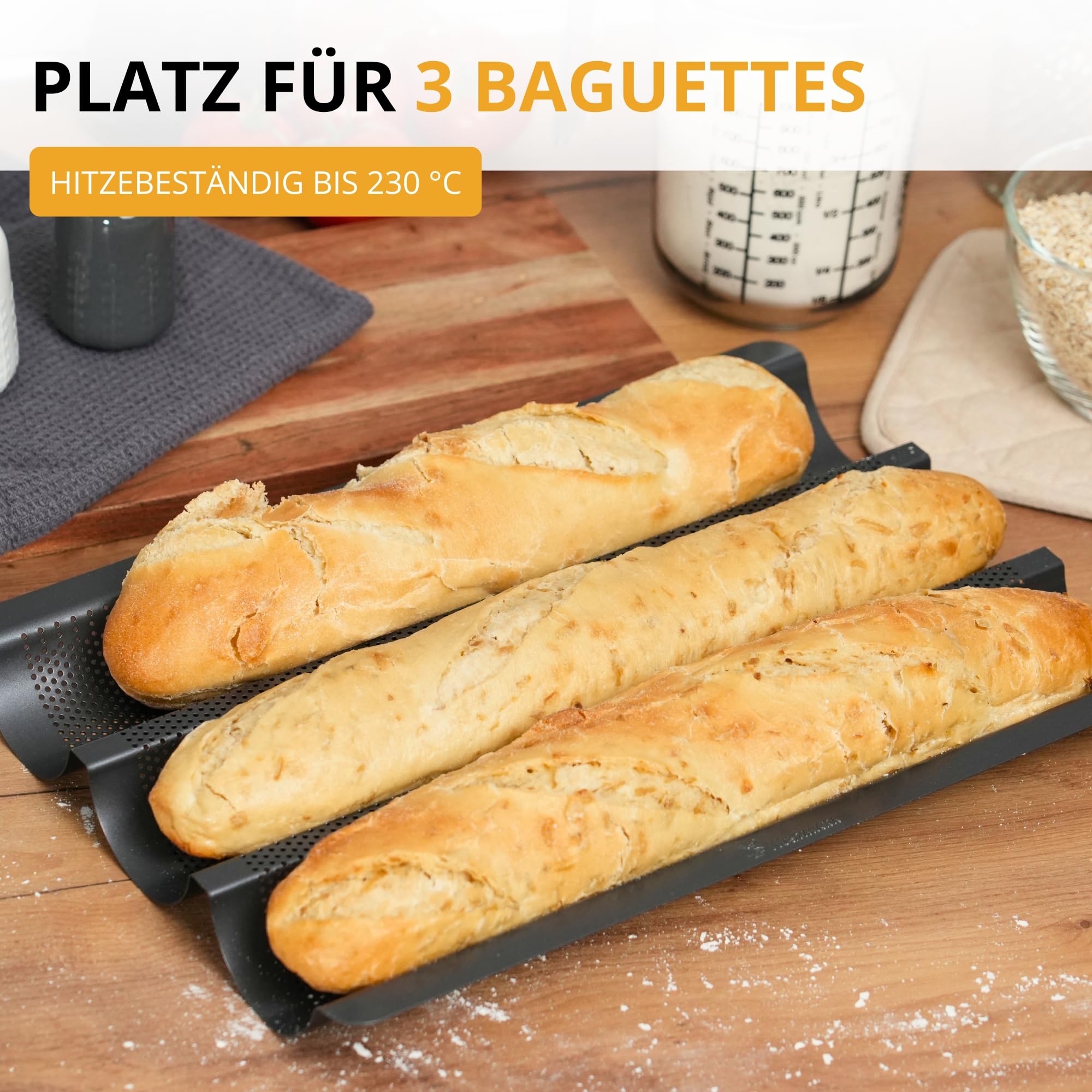 Baguette Blech für 3 Baguettes - 38x24x2,5 cm