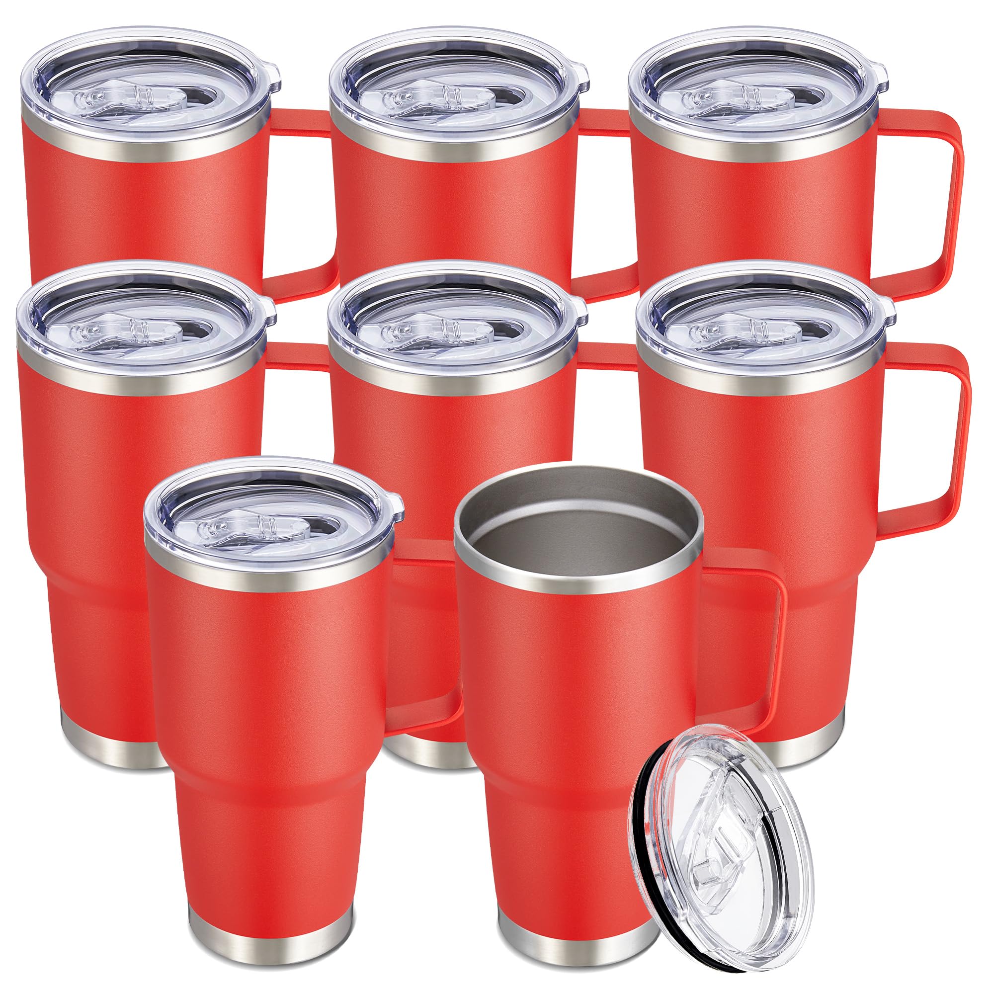 Cool Yoleb 30 oz Tumbler with Handle and Lid, Stainless Steel Tumblers Bulk Double Wall Vacuum Insulated Travel Mug Leak Proof Cup Keep Drinks Cold